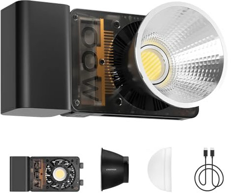 ZHIYUN CINEPEER CX100 100W Portable LED Video Light with 4500mAh Battery,Bi-Color COB Continuous Output Lighting 2700K-6500K Photography Studio Lights for Filmmaking/Live Streaming/Studio Photography