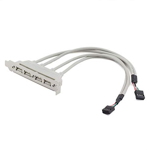 Maxmoral 1pièce double carte mère 9pin vers 4 x USB2.0 PCI Panneau arrière support d'extension USB Hub connecteur adaptateur de câble