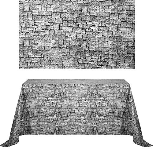 Chuangdi 4.5 x 9 Feet Brick Stone Wall Backdrop Stone Wall Scene Setter Wallpaper Curtains Door Removable Tablecloth Photo for Winter Halloween(Grey)