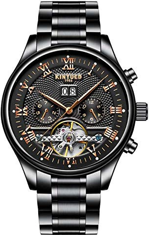Armbanduhren,Kinyued Self-Wind Tourbillon Mechanische Uhren Wasserdicht Automatische Skelettuhr , D