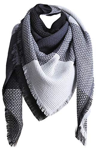 Jacyren Schal Damen Schal XXL Warm Weich Strickschal Karo Winterschal Herbstschal Wolleschal Frauen Deckenschal Halstuch Scarf Poncho Cape (13A)