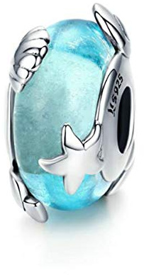 Abalorio de cristal de Murano de plata de ley para pulseras Pandora, Plata de ley Cristal Plata de ley, No es una piedra preciosa