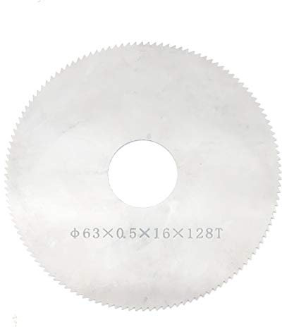 NovelLife 63X0.5mm 128T Tungsten Steel Circular Saw Blade Woodworking Mini Hobby Table Saw Replacement Parts for Copper Aluminum Cutting (63mm Carbide Blade)