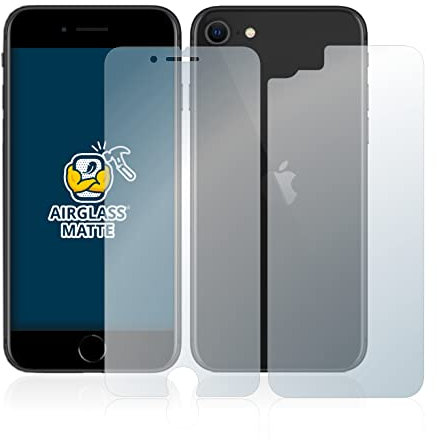 brotect Anti-Glare Glass Screen Protector Matte compatible with Apple iPhone SE 2 / SE 3 (Front + Back) - Anti-Scratch 9H Protection Film