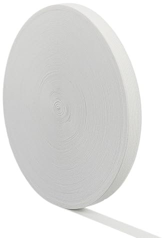 BENECREAT 30m 15mm Banda Blanca Elástica Cinta Elástica Correa Elástica de Estiramiento Fuerte para Coser Tejer Manualidades de Bricolaje
