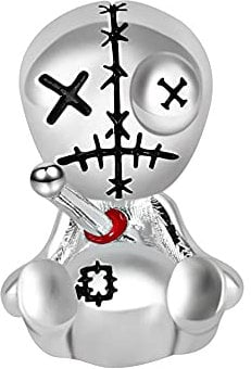 GNOCE Voodoo Puppen Charm Perle aus 925 Sterling Silber Geeignet für European Style Armbänder Halsketten Mode Schmuck für Damen Herren Kindern