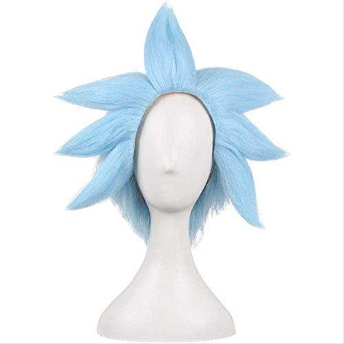 Wig for Rick and Morty Rick Sanchez Cosplay Blue Hair Short Wigs Rick and Morti Cosplay Prop Synthetic Hair + Wig Cap Role Play Prop