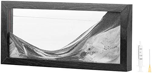 infactory Kippbilder: Schwarz-Weiß-Sandbild mit Holzrahmen, 35 x 16 cm (Sandbilder für Erwachsene, Bilderrahmen mit, Mitbringsel)
