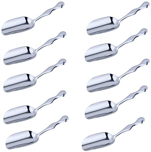 Goeielewe 10 mini palette per caramelle, in acciaio inox, per tè, caffè, ghiaccio, cucchiaino, pala piccola per tè, caffè, caramelle, gelato, dessert, zucchero, cucina o buffet