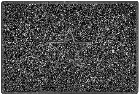 Nicoman Star Embossed Shape Door Mat Dirt Trapper PVC Spaghetti Mat Washable Quick Drying Barrier Doormat-Dark Grey (Drainage Open-Back)-Large (90x60cm)