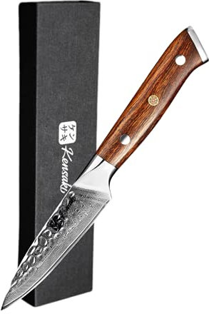 Kensaki Gemüsemesser aus Damaszener Stahl Küchenmesser Japanischer Art hergestellt aus 67 Lagen Damaststahl Gehämmert – Tetsu Serie, KEN-053
