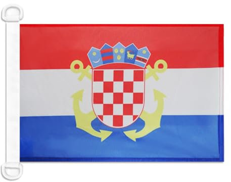 AZ FLAG Bootsflagge Kroatien Seekriegsflagge 45x30 cm, Aussenverwendung Kroatische Kriegsflagge Bootsfahne Aus Gestricktem Polyester Plastikringen