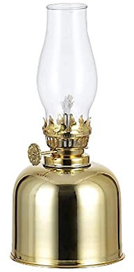 Moddeny Petroleumlampe, 7,48 * 3,34 Zoll Metall Glas Öllampen, Drinnen Winddicht Öllampe Laterne, Retro Einstellbare Desktop-öl Lampe, für Schlafzimmer, Lernen, Restaurant(Farbe: Goldene)