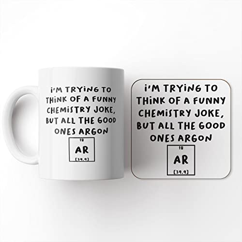 The Victorian Printing Co - All The Good Jokes Argon - Birthday Mug and Coaster Set, Ceramic, 11 fl. oz.