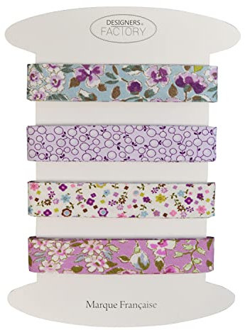 Set von 4 bedrucktes Baumwoll schrägband - Mehrere Farben erhältlich - Set von sehr guter Qualität - 2 Meter pro Farbe - 100% Baumwolle. (Set B)