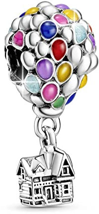 BIZK Haus & Luftballons Charm Anhänger für Armband 925 Sterling Silber Charm Bead Pendant für Europäische Armbänder und Halsketten (Haus & Luftballons)