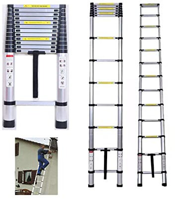 5m Mehrzweckleiter Teleskopleiter Hochwertiges Aluminium Ausziehbare Klappleiter Anti-Rutsch für Hochklettern/Büro/Loft Haushaltsleiter 150kg Belastbarkeit