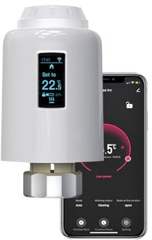Qiumi Zigbee Thermostat pour radiateur avec télécommande via l'application Smart Life, commande vocale par Alexa et Google Assistant (Oled Dsplay)
