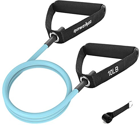 Widerstandsband mit Griffen, Trainingsbänder für Physiotherapie, Krafttraining, Muskelaufbau, Yoga, Pilates, mit Türanker und Aufbewahrungstasche, Aquamarin