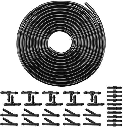 Lyeteung 4m Universal Scheibenwaschanlage Schlauch, mit 30 Stücke Schlauchverbinder, Schwarz Wischwasserschlauch Reparaturset, Spritzwasserschlauch, Automotive Schlauch