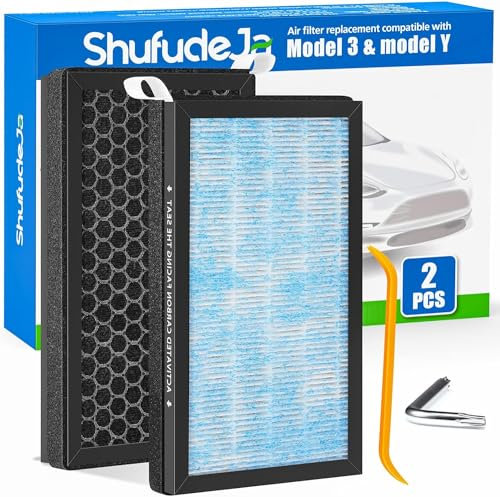 ShufudeJa Filtro aria di ricambio condizionale per Tesla, modello 3, compatibile con accessori Y dal 2016 al 2023 (confezione da 2)