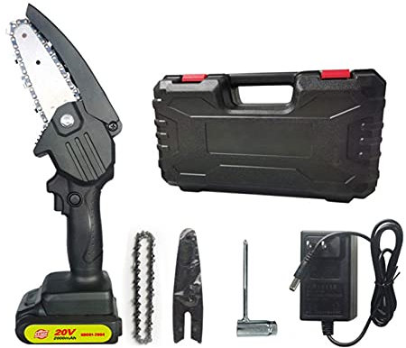 Portable Household Electric Saw, One-Hand Portable Pruning Saw with Backup Rechargeable Battery Powered, Battery Operated Chainsaw for Wood Cutting Fruit Tree Pruning Logging mini chainsaw (Black )