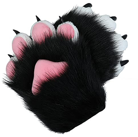 BNLIDES Cosplay Animal Cat Wolf Dog Fox Paws Claws Gloves Fursuit Paws Accessories for Adults