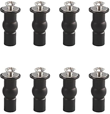 8 Pack Toilet Seat Screws Universal Toilet Seat Fixings Black Toilet Seat Hinges Expanding Rubber Top Nuts Screw Fixings WC Blind Hole Fittings