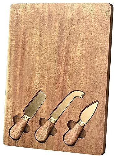 Juego de Tabla de Queso de Madera con Cuchillos de Queso Tabla de Queso Utensilios de Cocina