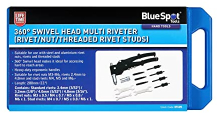 Blue Spot Tools - 360° Swivel Head Multi Riveter (Rivet/Nut/Threaded Rivet Studs)