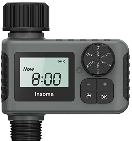 Sprinkler Timer, Outdoor Garden Hose Faucet Timers, Programmable Water Timer with Rain Delay/Manual/Automatic Irrigation System, Drip Irrigation and Lawn Watering System for Yard, Lawns, 1 Outlet