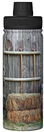 ASEELO Gourde isotherme réutilisable en bois Motif campagne 532 ml