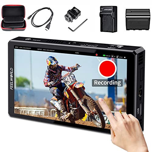 FEELWORLD CUT6 +NP-F970 Battery+ Charger+Carry Case 6 Inch Recording Monitor Field Camera DSLR USB2.0 Touch Screen Waveform Camera Monitor FHD 1920x1080 4K HDMI Supports 3D LUT Video Recorder