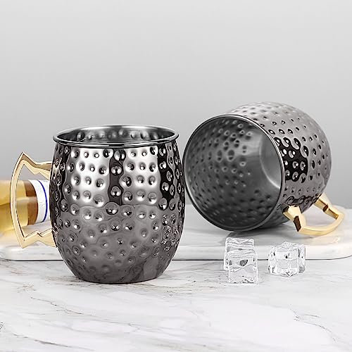 Faizee Möbel Moscow Mule Becher Schwarz 500 ml Handgemachter Kupferbecher Moskau Mule Kupfertassen