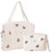 EHOTER Lot de 2 sacs fourre-tout à langer pour femme - Sac de rangement tendance et portable en coton matelassé - Motif dessin animé, ours, L