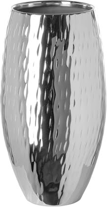 Fink [DL] Africa, Vase, Eisen, vernickelt, gehämmert, silberfarben, L. 14 cm, B. 14 cm, H. 28 cm, D. 14 cm