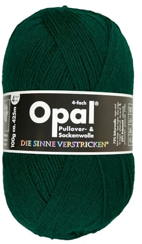 Frida's Wollhaus Opal 100 g Uni 4-fach Sockengarn Strümpfe Stricken filzfrei Wolle 35 Farben (9933 | Waldgrün)