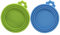 SULIVES Pet Food Can Lids Covers - Food Grade Silicone, Dog & Cat Tin Can Lids, Airtight Can Covers for Tins, Reusable, Blue & Green - Pack of 2