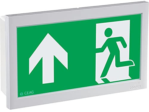Dreifke® Schild I LED-Piktogramm Rettungszeichen Rettungsweg oben, Polycarbonat, 226x134mm, ASR A1.3, DIN EN ISO 7010 E001