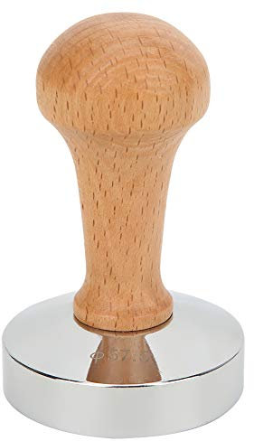 Kalibrierter Tamper, 57,5 ​​mm Edelstahlbasis, Kaffeepulver-Tamper mit Holzgriff, Kaffeemaschinenzubehör