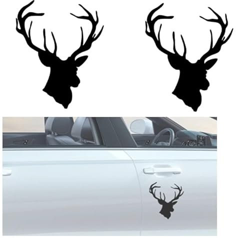 Feaolala Kreativ Hirsch Aufkleber Auto-Aufkleber, modisch,Wald Geweih Cervus Rotwild Jagd Buck Deer Auto Aufkleber Styling Jagd (2 Set)