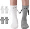 PRAOAHEI 2 Paar Magnetische Socken mit Händen 42-46 Hand in Hand mit Magnetarmen Lustige Alberne Geschenke für Freunde Familie Paar Geburtstag Valentinstag Jahrestag, Grau+Weiß