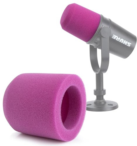 YOUSHARES Microphone Pop Filter Compatible with Shure MV7, Mic Cover Foam Mic Windscreen for Streaming, Podcast, and Recording to Blocks Out Plosives (Purple)