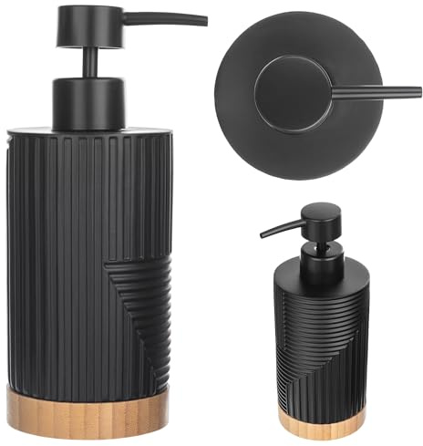 KADAX Seifenspender für Spülmittel, Nachfüllbarer Flüssigseifenspender, Moderner Spülmittelspender, Handseifenspender, Seifendosierer mit Pumpe (Schwarz, Oval)