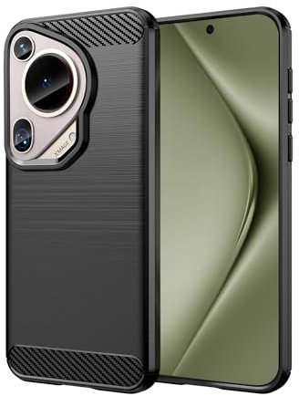 Wookfiss Funda para Huawei Pura 70 Ultra, Fibra de Carbono Carcasa Protectora, Suave TPU Silicona Delgada Anti-Choques Caso Compatible con Huawei Pura 70 Ultra