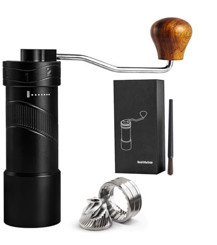 Gocoffun Manual Coffee Grinder, Stainless Steel Conical Burr Coffee Grinder Manual, Accurate Numerical External Adjustable Grinding Setting, Suitable for Espresso and French Pressed Coffee (Black)