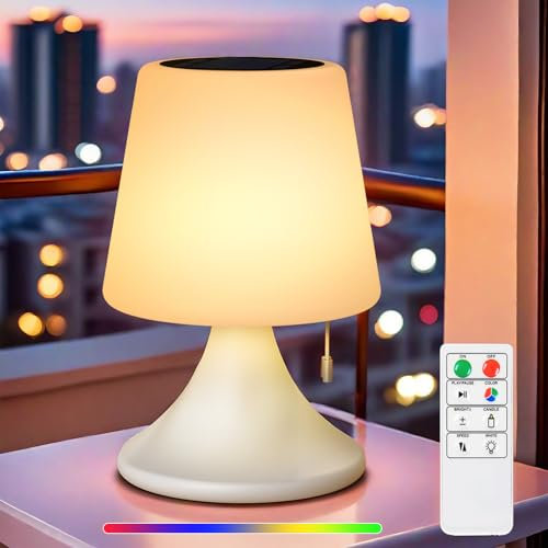 RWWR Solar Tischlampe Outdoor LED 2-in-1 Aufladung 8 Farben Dimmbar Tischlampe Kabellos Akku Tischleuchte Aufladbar IP44 für Camping Garten Balkon Terrasse