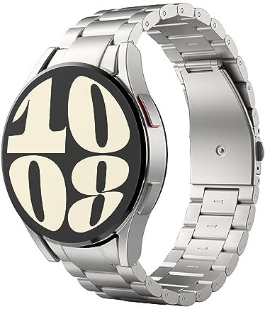MoKo Titan Armband Kompatibel mit Samsung Galaxy Watch 7 FE 6 5 4 Armband 40mm 44mm/Watch 6 Classic 43mm 47mm/Watch 5 Pro 45mm/Watch 4 Classic 42mm 46mm, Metall Ersatzarmband Uhrenarmband, Titan