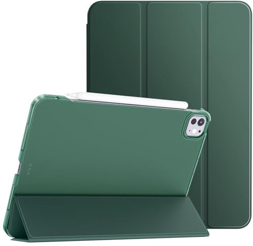 TiMOVO Cover per iPad Pro 11 Pollici M5 2025/M4 2024, Cover Sottile con Supporto per iPad Pro 11 6a/5a Generazione, Guscio Smart con Retro Traslucido, Verde Scuro
