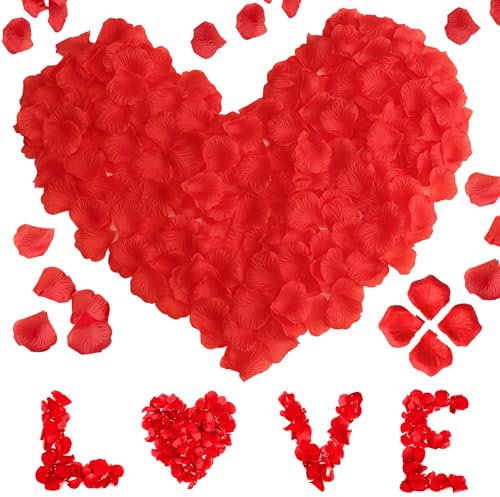 1200 Pezzi Petali Matrimonio da Lanciare, Petali di Rosa Romantici, Petali di Rosa Finti Per Matrimonio, San Valentino, Anniversario, Decorazione Della Tavola, Compleanno, Occasioni Romantiche - Rosso